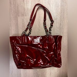 Patent leather red coach purse